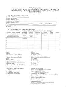 O.C.E.A.N., Inc. APLICACIÓN PARA COMPLEJOS DE VIVIENDA EN