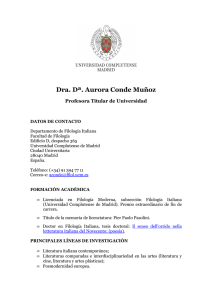 Dra. Dª Aurora Conde Muñoz - Universidad Complutense de Madrid