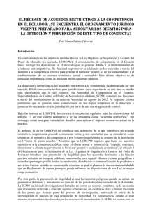 el régimen de acuerdos restrictivos a la competencia en el ecuador
