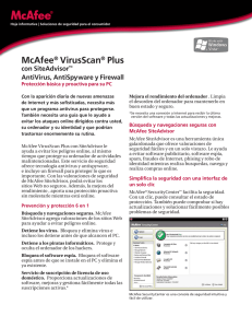 McAfee® VirusScan® Plus con SiteAdvisor™ AntiVirus