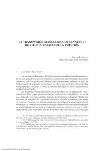 LA TRANSMISIÓN MANUSCRITA DE FRANCISCO DE VITORIA