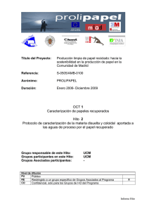 OCT 1 Caracterización de papeles recuperados Hito 2 Protocolo de