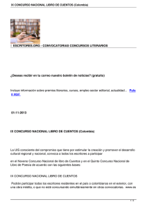 IX CONCURSO NACIONAL LIBRO DE CUENTOS
