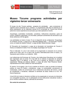 Museo Túcume programa actividades por vigésimo tercer aniversario