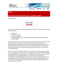 Tema: Información de dirección IP que un servidor de DHCP