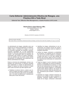 Carta Editorial: Administración Efectiva de Riesgos, una Práctica Útil