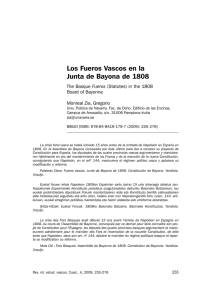 Los Fueros Vascos en la Junta de Bayona de 1808. IN