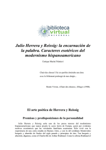 Julio Herrera y Reissig: la encarnación de la palabra. Caracteres
