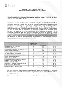 TRIBUNAL CONVOCATORIA DUE/ATS, ESPECIALISTA EN