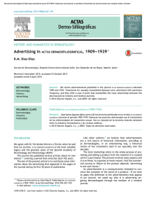 Advertising in Actas Dermosifiliográficas, 1909---1939