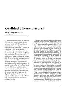 Oralidad y literatura oral - Portal de la Cultura de América Latina y el
