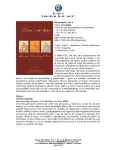 Obra completa Vol. 2 Tomás Carrasquilla Edición a cargo de Jorge