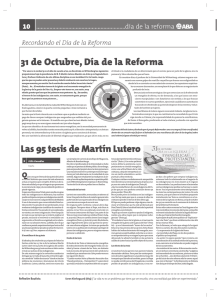 Las 95 tesis de Martín Lutero 31 de Octubre, Día de la Reforma
