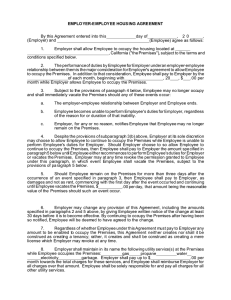 EMPLOYER-EMPLOYEE HOUSING AGREEMENT By this