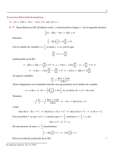 1 Ecuaciones difernciales homogéneas . E: y dx C x.ln x ln y 1/ dy D