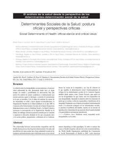 Determinantes Sociales de la Salud: postura oficial y perspectivas
