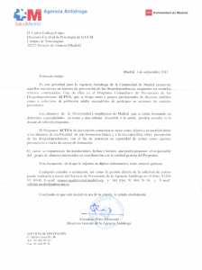Carta Agencia Antidroga - Universidad Complutense de Madrid