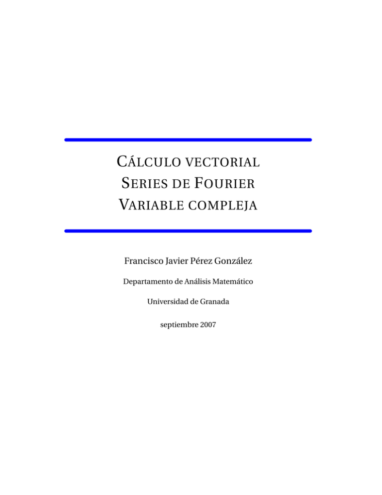Pdf C lculo Vectorial Series De Fourier Variable Compleja