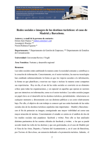 Redes sociales e imagen de los destinos tur&iacute;sticos: el caso de