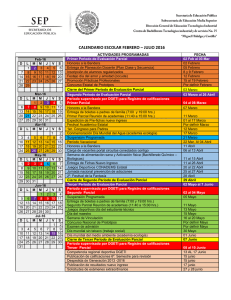 calendario escolar febrero – julio 2016