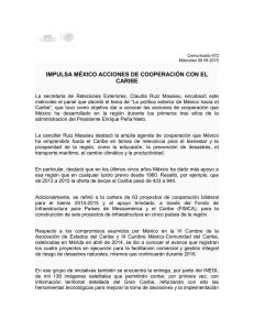 IMPULSA MÉXICO ACCIONES DE COOPERACIÓN CON EL CARIBE