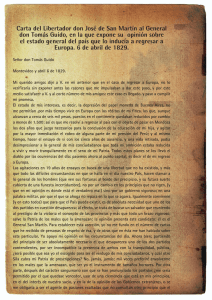 Carta del Libertador don José de San Martín al General don Tomás