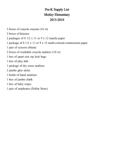 Pre-K Supply List Motley Elementary 2015-2016