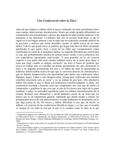 Una Conferencia sobre la &Eacute;tica - Instituto de Investigaciones