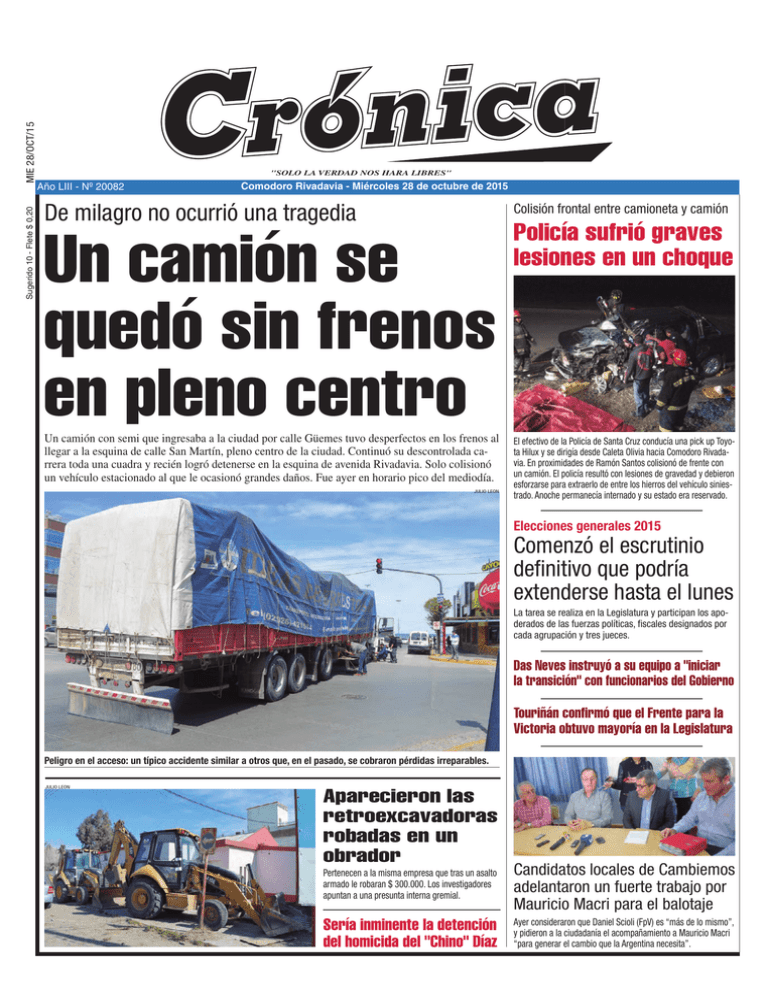 Policía sufrió graves lesiones en un choque