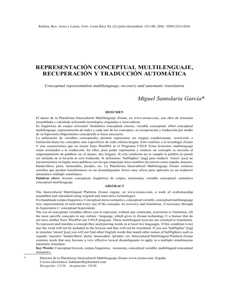 REPRESENTACIÓN CONCEPTUAL MULTILENGUAJE