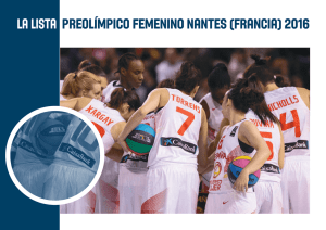 la lista PREOLÍMPICO FEMENINO NANTES (FRANCIA) 2016