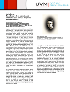 Marie Curie: Descubridora de la radiactividad. A 100