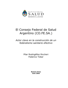 El Consejo Federal de Salud Argentino (CO.FE.SA.)