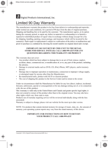 Limited 90 Day Warranty - Digital Products International, Incorporated