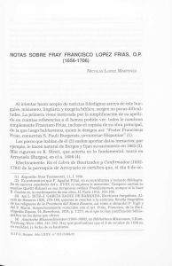 NOTAS SOBRE FRAY FRANCISCO LOPEZ FRIAS, O.P.