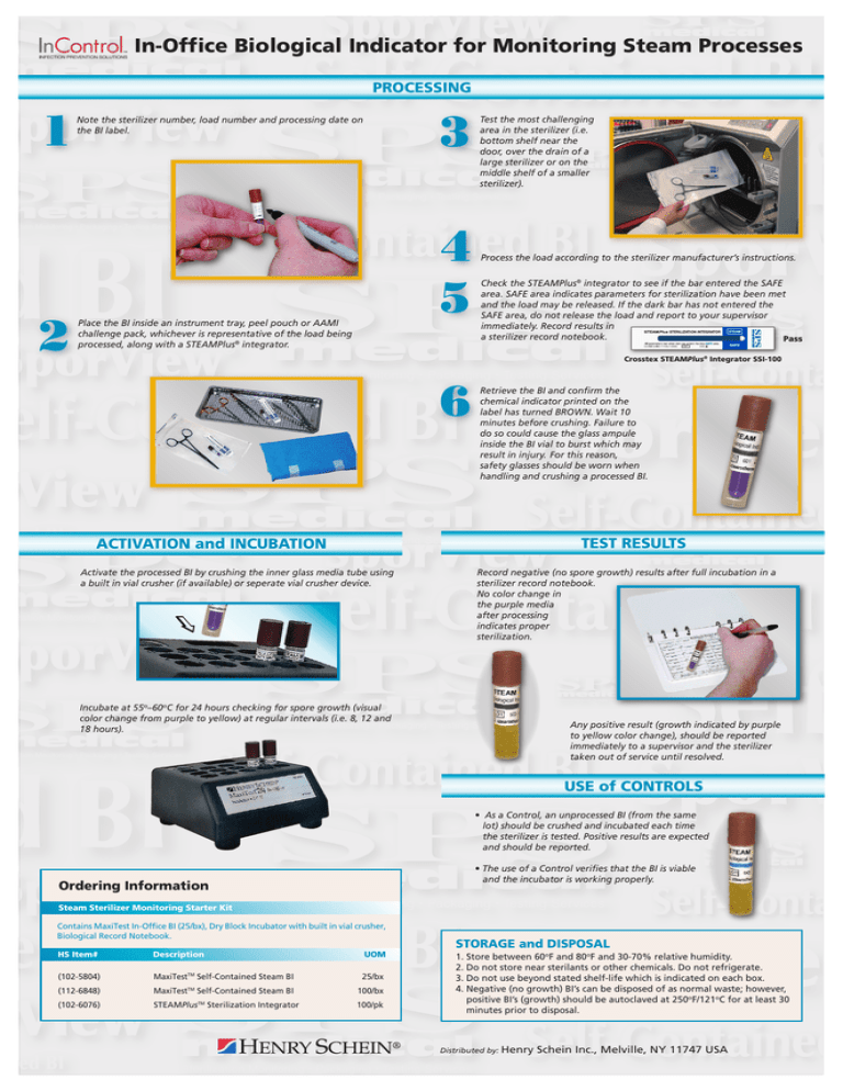 Henry Schein Inc. Monitor Biological In Office Maxitest Starter