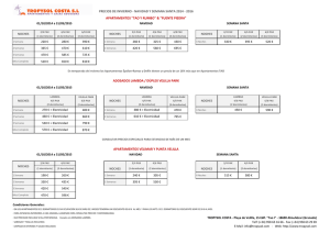 PRECIOS DE INVIERNO - NAVIDAD Y SEMANA SANTA 2014