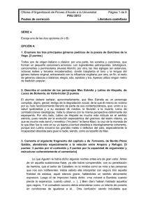 Pauta de correcció PAU juny 2013. Literatura castellana