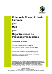 Criterio de Comercio Justo Fairtrade Miel Organizaciones de
