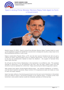 Spain`s Acting Prime Minister Mariano Rajoy Fails Again to Form a