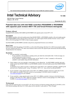 Intel Technical Advisory