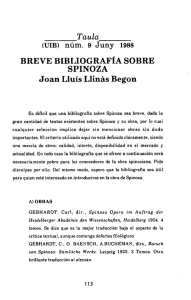 BREVE BIBLIOGRAF~A SOBRE SPINOZA Joan Lluís Llinas
