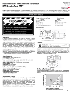 Instrucciones de Instalación del Transmisor RTD Modelos