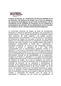 Proyecto de Decreto de modificación del Decreto 239/2008 ,de 16