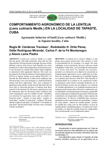 COMPORTAMIENTO AGRONÓMICO DE LA LENTEJA (Lens