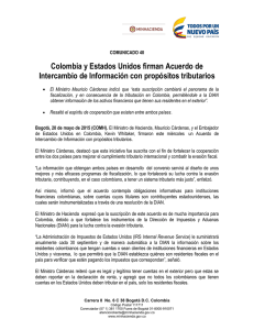 Colombia y Estados Unidos firman Acuerdo de Intercambio de