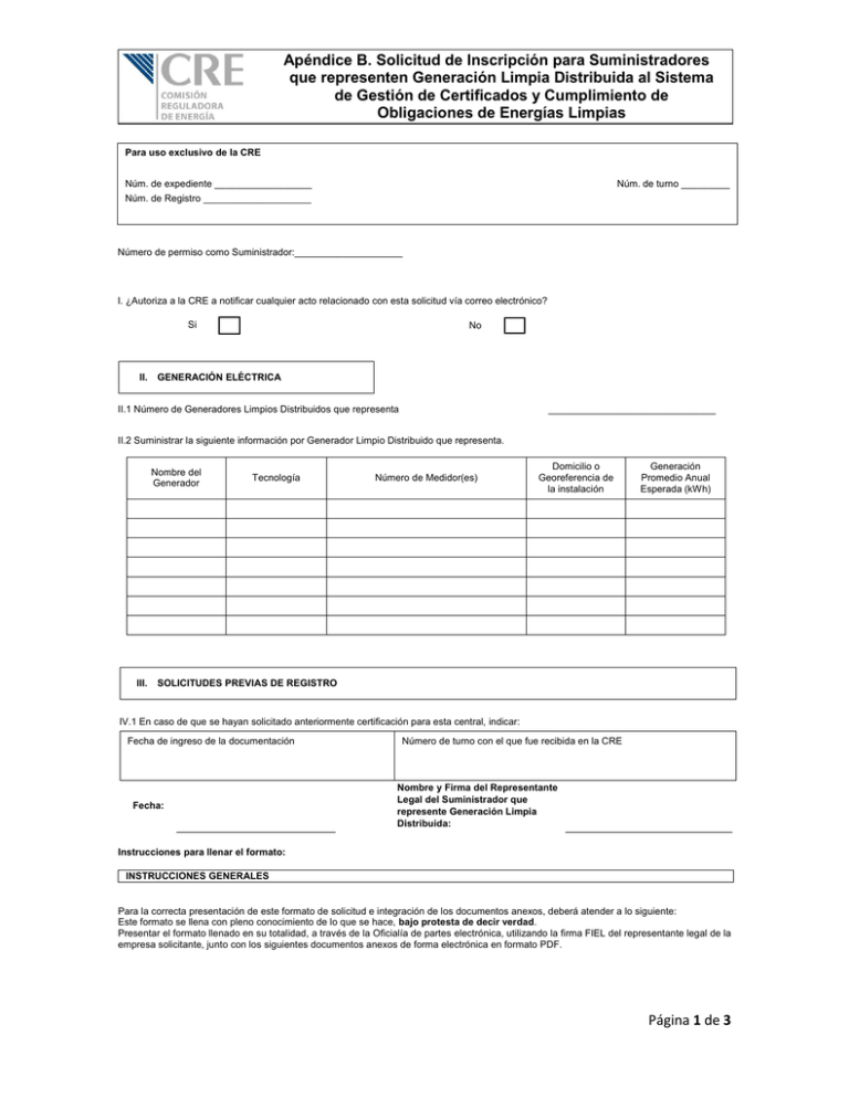 Apéndice B. Solicitud De Inscripción Para Suministradores