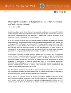Misión de Observación de la OEA para elecciones en Perú