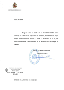 Page 1 vez CONSEJO DE ESTADO Núm.: 54/2016 Tengo el honor