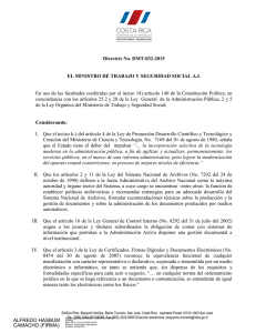 Directriz No. DMT-032-2015 EL MINISTRO DE TRABAJO Y